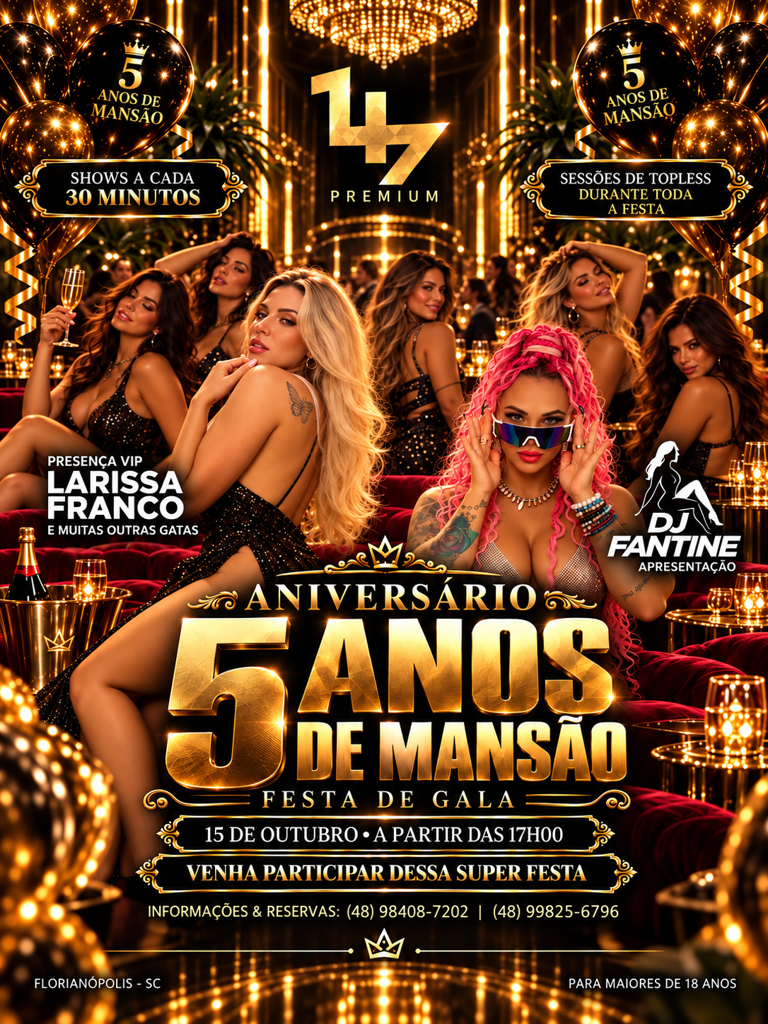 Arte do aniversário de 5 anos da Mansão 147 Premium